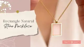 Rectangle Natural Stone Necklace | Pink Quartz, But Make It Bold
