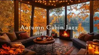 Cabin Library Jazz 🍁🔥 | Autumn Music with Fireplace & Books