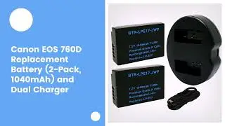Canon EOS 760D Replacement Battery (2-Pack, 1040mAh) and Dual Charger