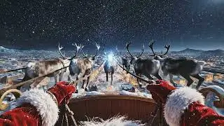 Santa&rsquo;s Sleigh Ride POV Over a Glowing City | Magical Christmas Night Flight