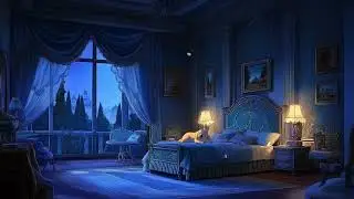 Peaceful nostalgia night in a 1950s old town with oldies music playing in another room