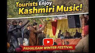 Tourists enjoying and dancing on kashmiri music at pahalgam winter festival #kashmirtourism 
