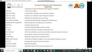 Program to separate positive and negative numbers in 8051