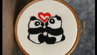 Adorable Panda Love Punch Needle 🐼❤️ | So Cute & Relaxing Handmade Art!