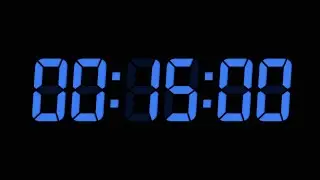 15 Minutes Digital Countdown Timer | Black Background | Blue Text | No Sounds