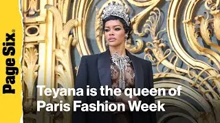 Teyana Taylor is the queen of Paris Fashion Week in pearly crown and sheer lace skirt set