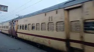 Up Sealdah - Jangipur road Express train is passing through Hooghly Ghat Rly station.