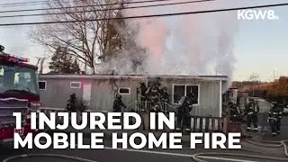 Mobile home fire in Gladstone injures one, displaces resident