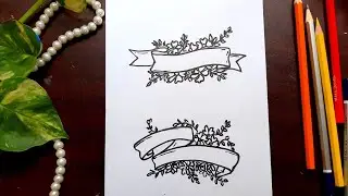 How to draw ribbon  banner // Pencil drawing #10