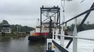 We Are Towing a Barge Through the Houma Swing Bridge