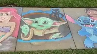 Dad creates stunning Disney chalk art in front of Lutz home