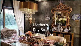 Mother's Day Brunch Tablescape with Red Transferware Tea set