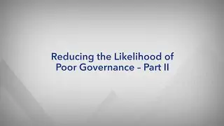 Reducing the likelihood of poor governance P2