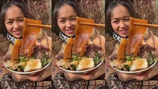 Sister Liu Rural Food | Stir-Fried Pork Skin Eating Show | Home Cooking