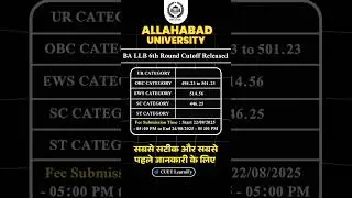 BIG Breaking 🤯 BA LLB  6th CUTOFF Released Allahabad University | Lowest cut off 😯 #aucuet
