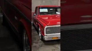custom c10 Chevrolet Cheyenne pickup truck with lights hidden behind the grill