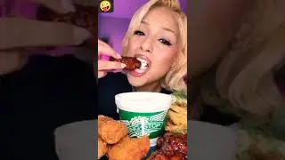 Amber Reviews Wingstop + Ramen#asmr #mukbang #trending