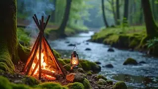 ASMR River and Campfire | Stress Relief Sounds from the Wild