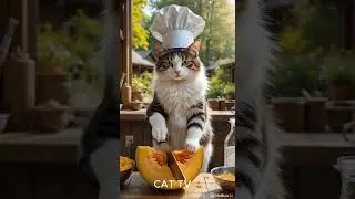 Cutting the Melon Cat 🍍cooking food, Ai animation cat video #cooking #cat #animallife #pets