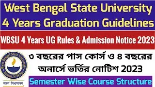 West Bengal State University UG Admission 2024-25: NEP Guidelines:WBSU College Admission Notice 2024