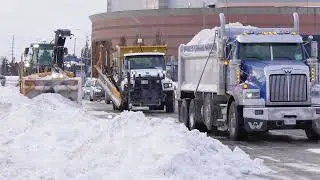 SNOW Removal Operation❄️Larue D60,  Loader-mounted snow blower loading trucks