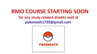 RMO Course Starting Tomorrow! RMO PRMO Prep