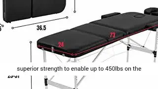 Aluminium Massage Table Portable Massage Bed 73 Inch Long Height Adjustable 3 Folding Massage Table