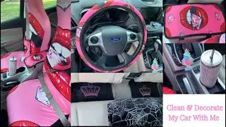 Clean & Decorate My Car With Me | PINK & RED LIP 👄 THEMED | Nyc Made