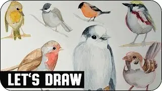 Let's Draw: WATERCOLOR BIRDS (Speed Painting) ▼ voidea