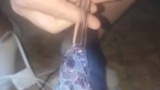 Dotted purple silver fumed spoon pipe made by Dark Water Glass