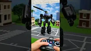 RC Helicopter Transforms into Robot | Miniature Helipad Diorama POV #kidsshorts #povrc #rctoys