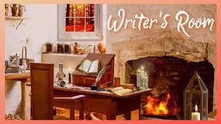 WRITER'S ROOM AMBIENCE / Writing letters / Cosy ASMR sounds - writing, fire crackle, wind (no music)