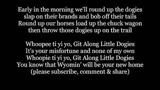 GIT ALONG LITTLE DOGIES Lyrics Words western cowboy country sing along music song not Roy