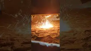 Oxy acetylene cutting process!! hot and fire burning