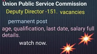 UPSC, Deputy Director vacancies.