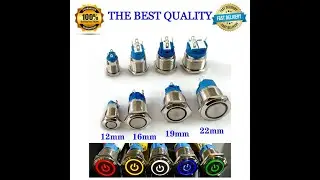 12/16/19/22mm Waterproof Metal Push Button Momentary and Latching Switch LED Light