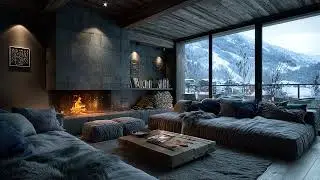 Relaxing Winter Ambience with Cozy Fire Crackling, Snowfall and Calming Piano for Deep Rest