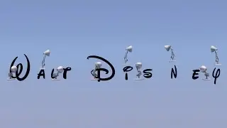 Nine Luxo Lamps Spoof Walt Disney Logo