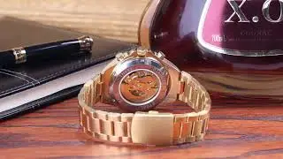 Мужские часы Winner Skeleton luxury Gold!