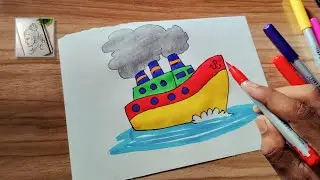 Easy Ship Drawing Tutorial 🚢 | Step by Step with Colors
