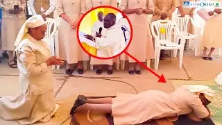 Tazama Padre alivyoimba Litania ya Watakatifu wote, Misa ya Nadhiri za Daima Sr Catherine alala