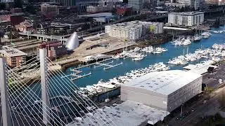 Aerial views of beautiful downtown Tacoma