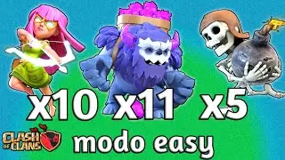 ATAQUE FACIL Con YETIS + Super ARQUERAS + ROMPREMUROS Ataques Spam Clash of Clans th13 Plenos Guerra