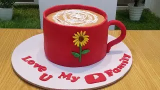 Realistic coffee cup fondant cake @NadiyaTanvir