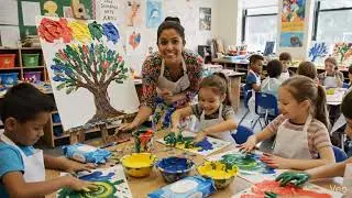 Tree Lesson 3 Finger Painted Trees 🎨🌳 | Exploring Color & Shape