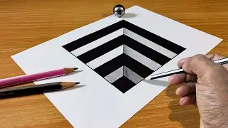 Easy 3D Trick Art Drawing - How to draw 3D Hole Anamorphic illusion  3D Trick Art On Paper