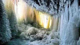 VISUALLY STUNNING CRYSTAL CATHEDRAL OF ICE FROM INSIDE OF FROZEN WATERFALLS &ndash; Ontario, Canada