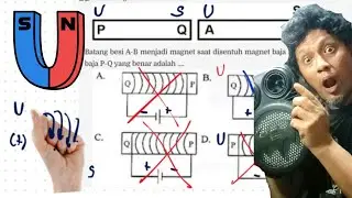 Soal Fisika kelas 9 Kemagnetan tentang kaidah tangan kanan batang besi A-B dan baja P-Q (B = Utara) 
