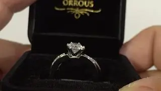 Orrous & Co Legacy Collection White Gold Plated CZ Round Solitaire Ring Wedding Engagement Band Set