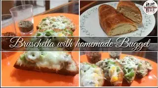 Fresh Homemade Bugget | Bruschetta | Crusty French loaf | Eggless Bugget bread | Italian Bruschetta